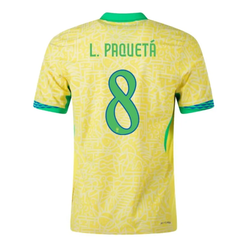 Paquetá, Brazil 2024/25 Home Jersey, Fan Edition, Yellow