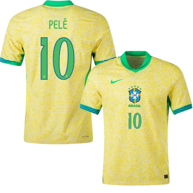 Pelé, Camiseta de casa del Brasil 2024/25, edición de hinchas, Amarillo