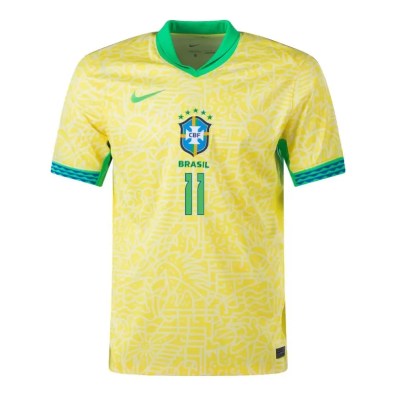 Raphinha, Maillot d'entraînement du Brésil 2024/25, Version pour les supporters, Jaune