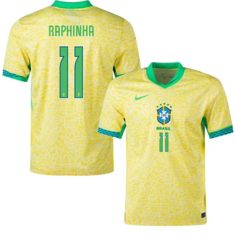 Raphinha, Maillot d'entraînement du Brésil 2024/25, Version pour les supporters, Jaune