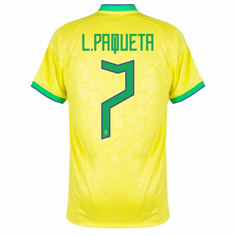 L. Paqueta, Brasilien 2022 Weltmeisterschaft Heimfans-Trikot (Gelb)