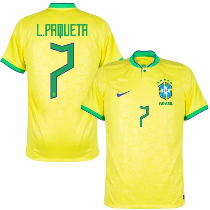 L. Paqueta, 2022 FIFA World Cup Brazil Home Jersey (Yellow)