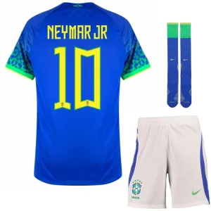 Neymar JR, Brazil 2022 World Cup Children's Away Fan Jersey (Blue)