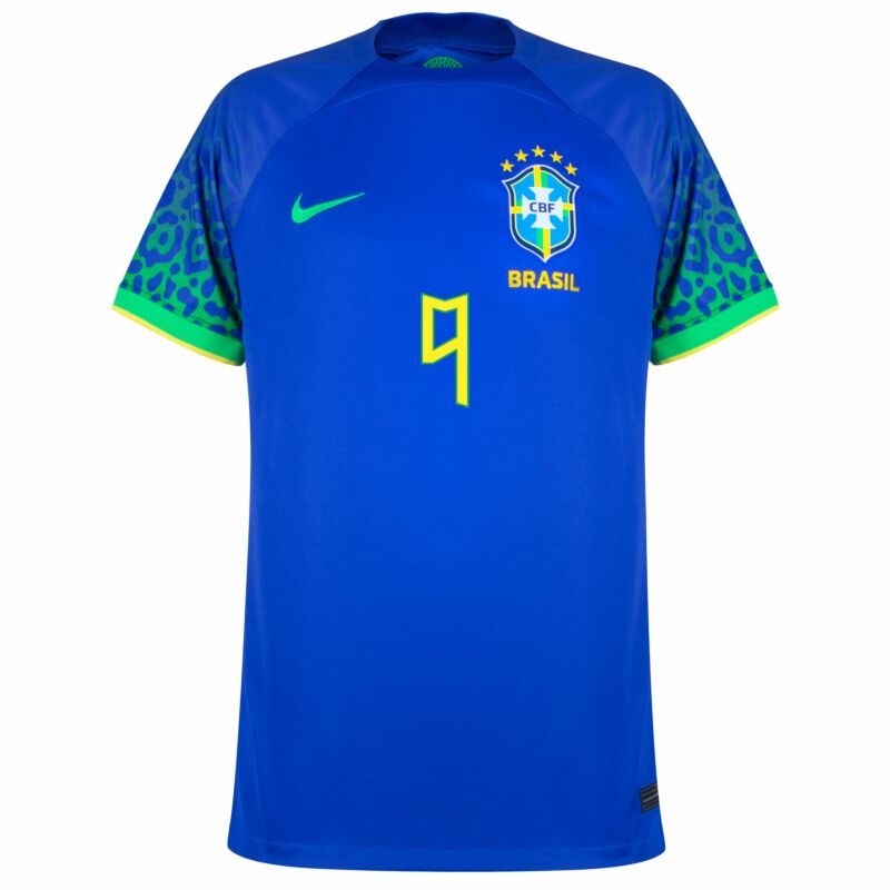 G. Jesus, Maglia dei tifosi della squadra del Brasile per la Coppa del mondo 2022 (Maglia fuori casa, Blu)