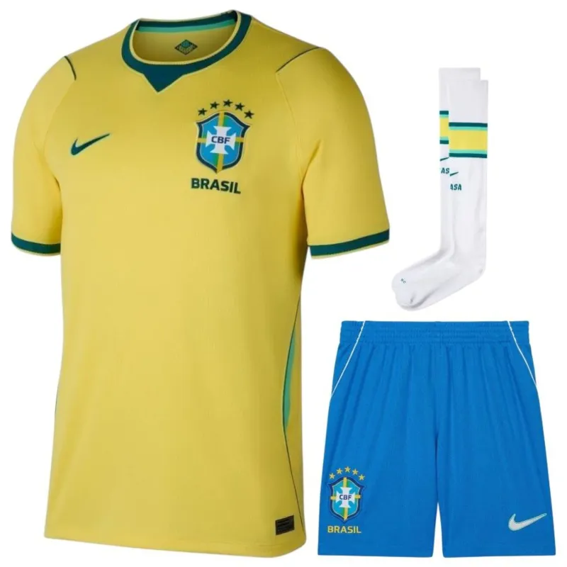 Brazil 2026/27 kids home jersey set yellow