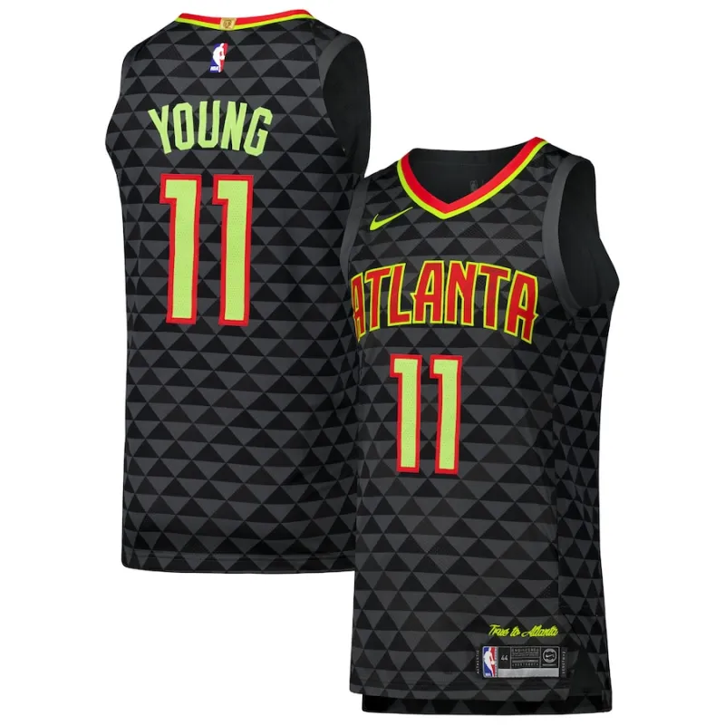 Trae Young, Maillot de joueur des Atlanta Hawks - Édition Icône - Noir