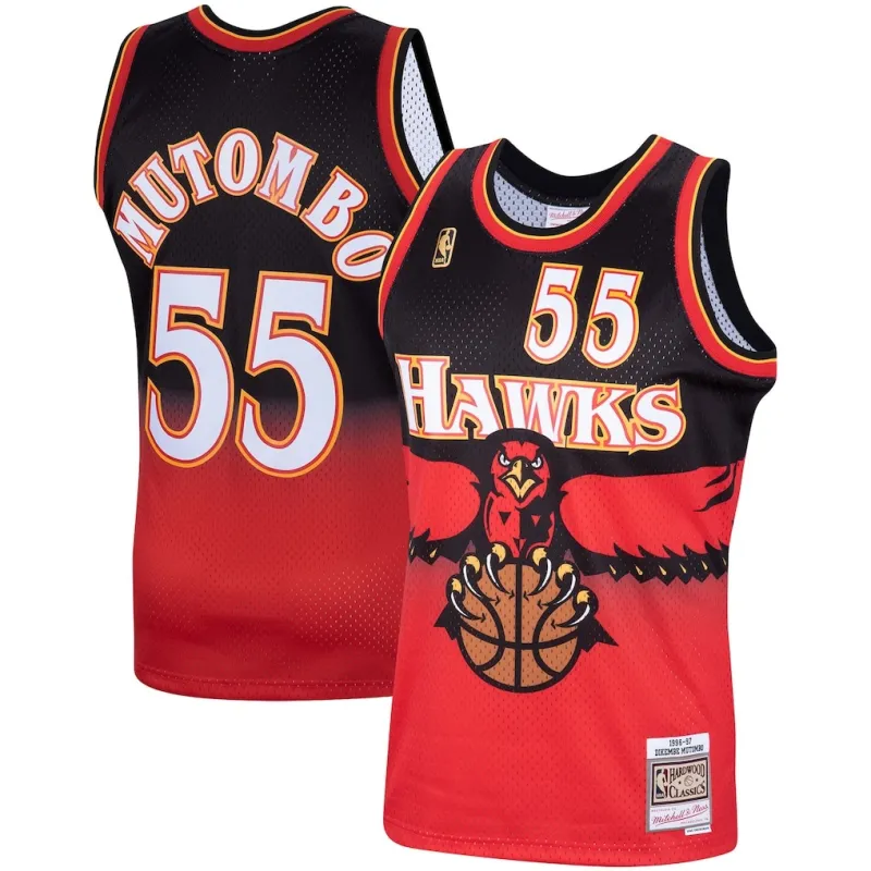 Atlanta Hawks Maglia Swingman Dikembe Mutombo - Nera/Rossa