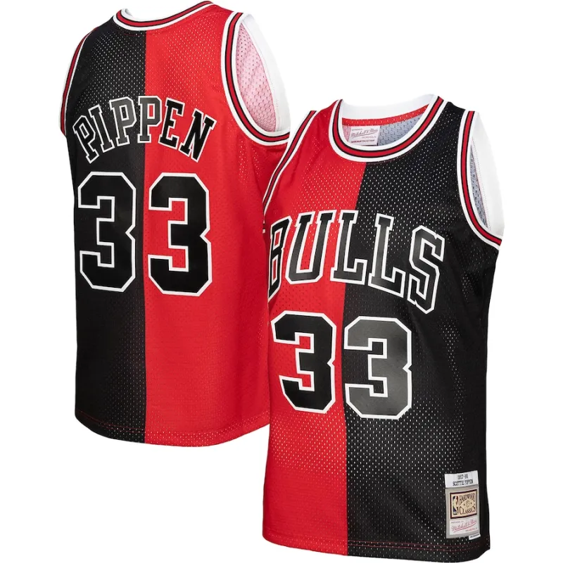 Scottie Pippen Maglia Swingman Split Hardwood Classics 1997/98 dei Chicago Bulls Mitchell & Ness - Rosso/Nero