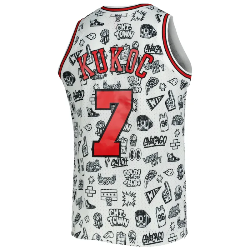 Toni Kukoč, Chicago Bulls Mitchell & Ness 1997/98 Hardwood Classics Doodle Swingman-Jersey - Weiß
