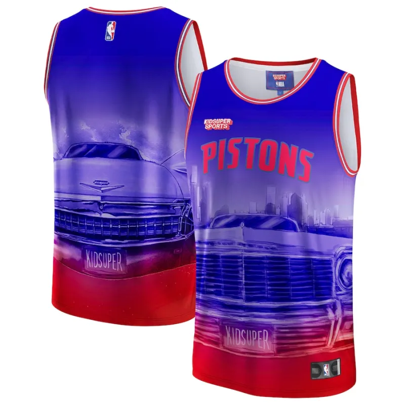Detroit Pistons NBA and KidSuper Studios by Fanatics Unisex Hometown Jersey - Red