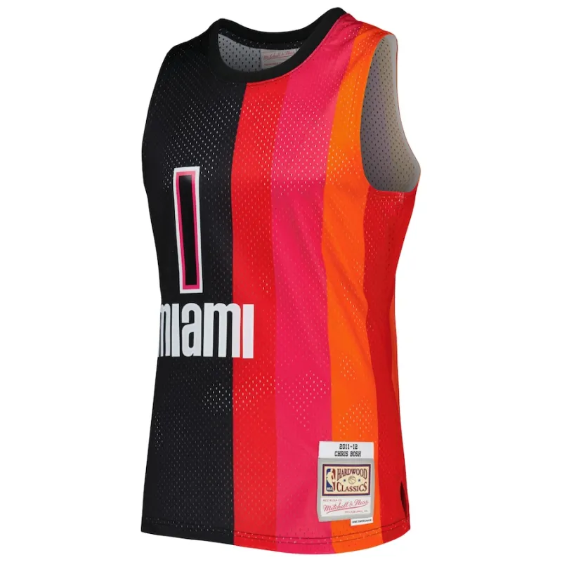 Chris Bosh, Miami Heat Mitchell & Ness Hardwood Classics 2011/12 Split Swingman Jersey - Black/Red