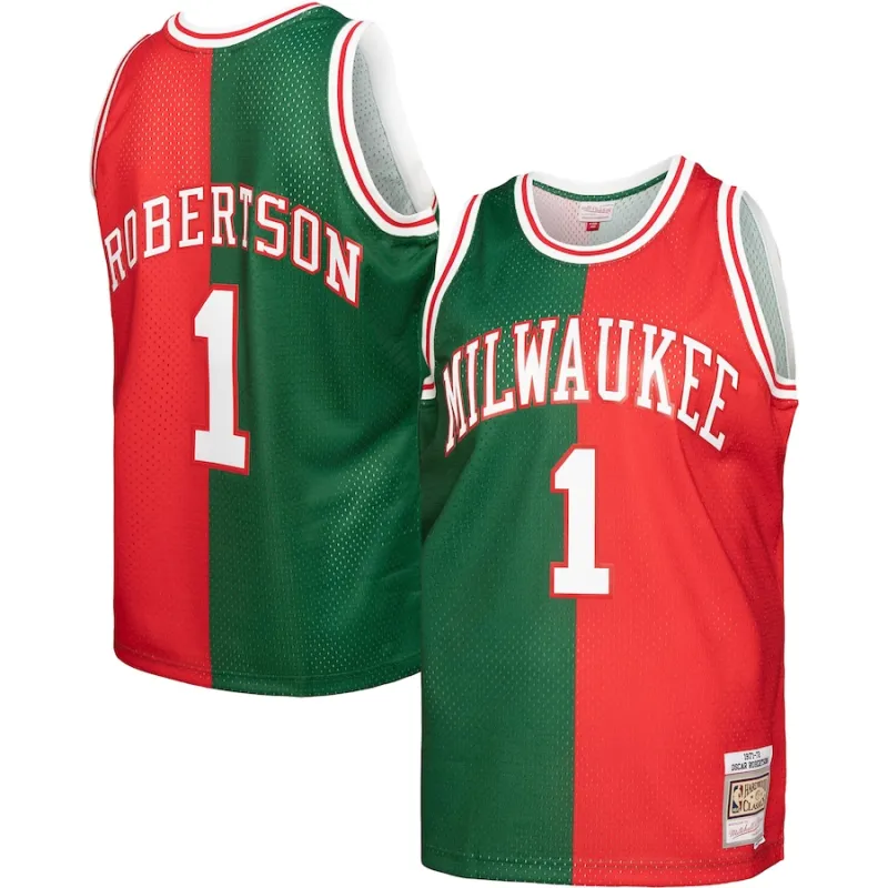 Maillot Swingman Split Hardwood Classics Mitchell & Ness Milwaukee Bucks Oscar Robertson 1971/72