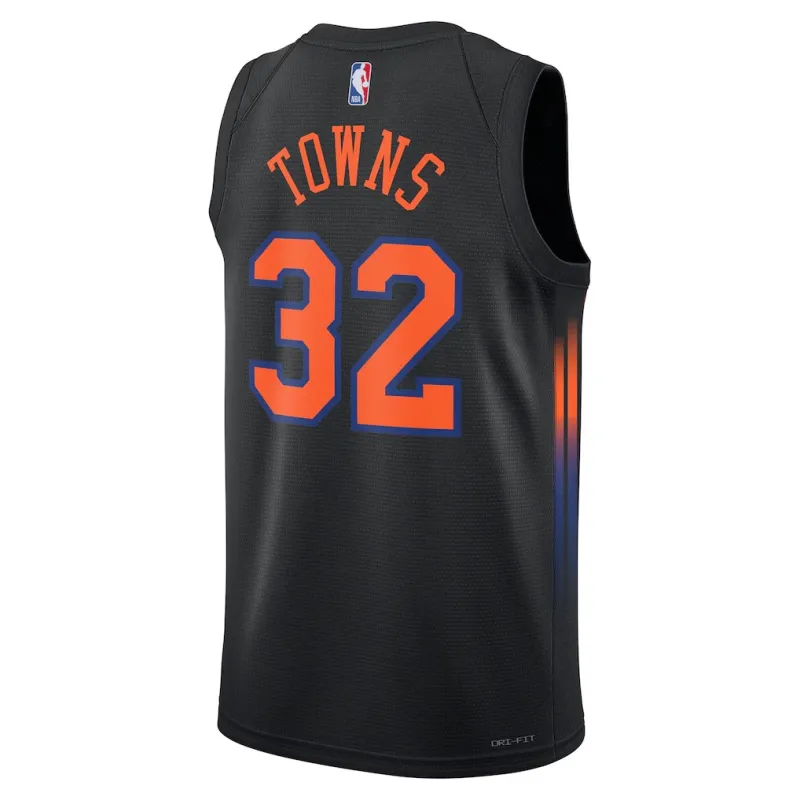 New York Knicks Maillot Swingman Towns - Édition Personnalisée - Noir