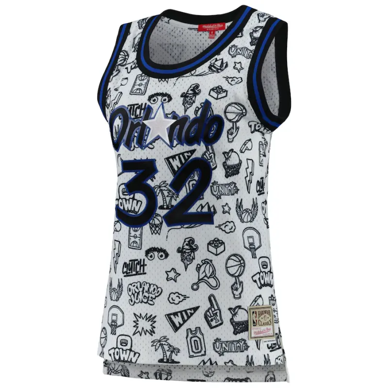 Shaquille O'Neal, Camiseta Swingman Doodle 1994 para mujeres de Mitchell & Ness para Orlando Magic - Blanco