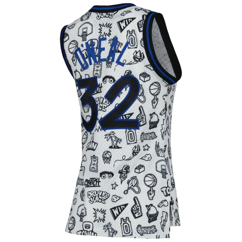 Shaquille O'Neal, Camiseta Swingman Doodle 1994 para mujeres de Mitchell & Ness para Orlando Magic - Blanco