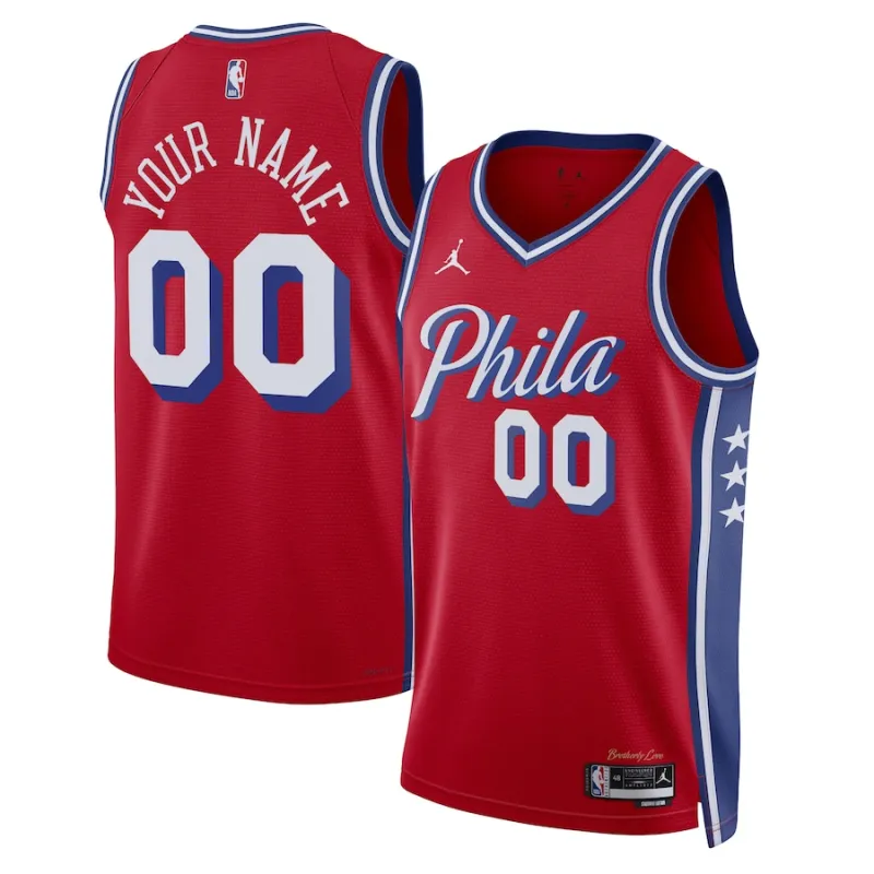 Philadelphia 76ers Jordan Brand Camiseta personalizada para fans de la temporada 2022/2023 unisex - Edición statement - Rojo
