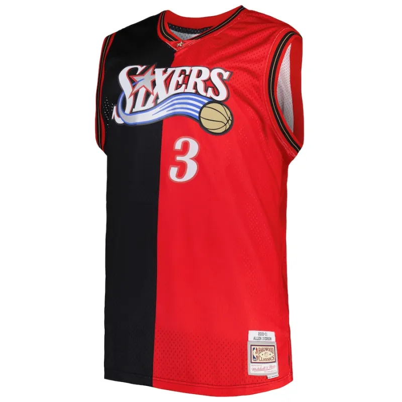 Camiseta Swingman Split Big & Tall Hardwood Classics Mitchell & Ness Philadelphia 76ers Allen Iverson 2000/01