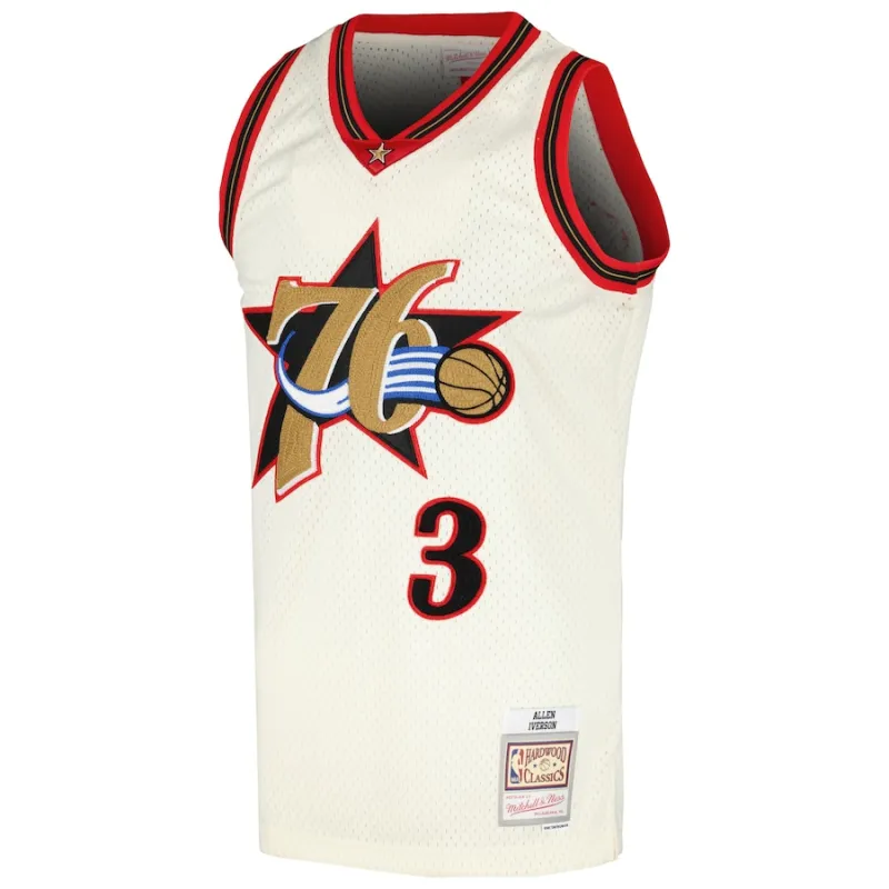 Allen Iverson Philadelphia 76ers Mitchell & Ness Swingman Jersey - Cream Color