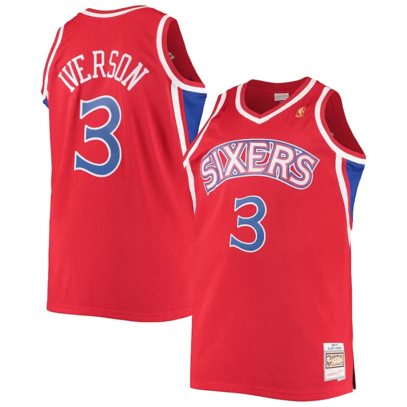 Allen Iverson Philadelphia 76ers Mitchell & Ness 1996/1997 Big & Tall Clásicas Hardwood Camiseta Swingman - Rojo
