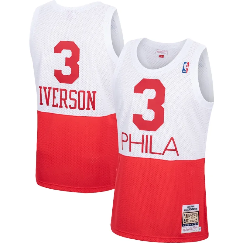 Allen Iverson Philadelphia 76ers Mitchell & Ness Maillot Authentique des Classiques Hardwood 2003/2004 - Blanc