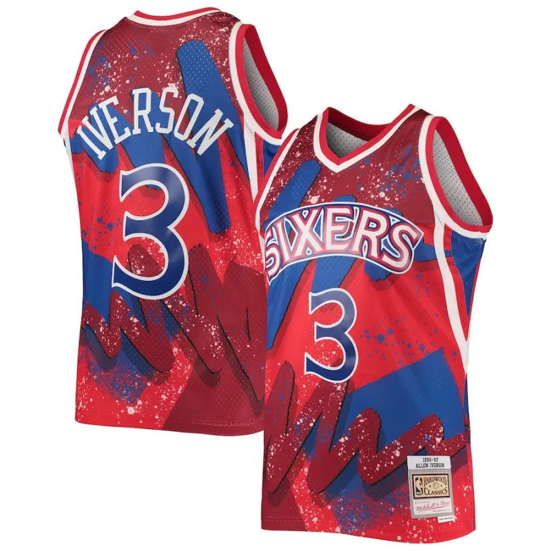 Allen Iverson Philadelphia 76ers Mitchell & Ness Maillot Swingman Hyper Hoops des Classiques Hardwood 1996/1997 - Rouge