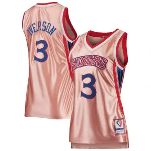 Allen Iverson Philadelphia 76ers Mitchell & Ness Maillot Swingman 1996 Rose Gold de l'Année du 75e Anniversaire pour Femmes - Rose