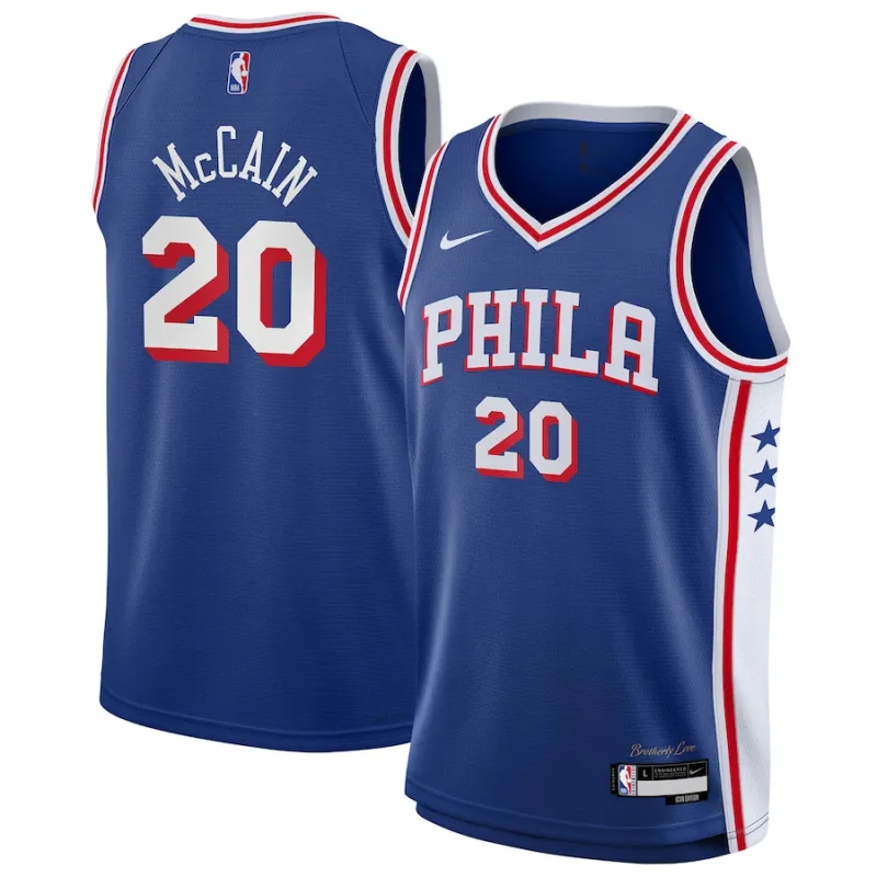 Jared McCain Philadelphia 76ers Maillot Swingman pour Jeunes - Édition Icône - Bleu Royal