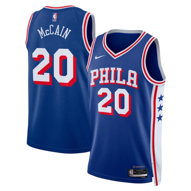 Jared McCain Philadelphia 76ers Camiseta Swingman - Edición Ícono - Azul Real