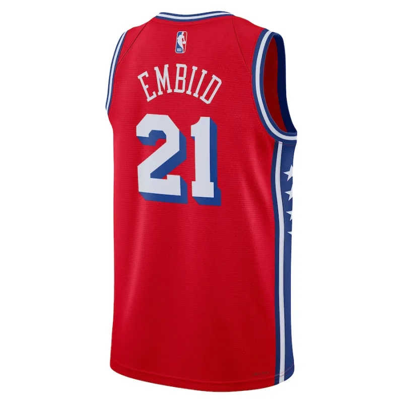 Joel Embiid Philadelphia 76ers Maglia Swingman Unisex di Jordan Brand - Edizione di Dichiarazione - Rosso