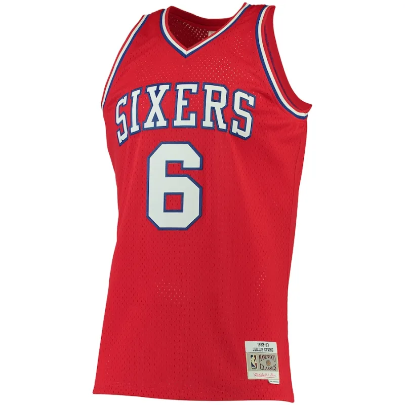 Julius Erving Philadelphia 76ers Mitchell & Ness Women's 1982/83 Classic Hardwood Classics Jersey - Red