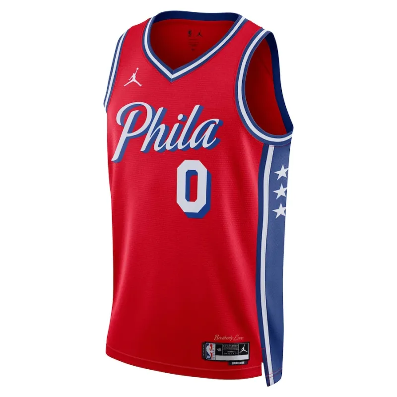 Tyrese Maxey Philadelphia 76ers Jordan Brand Unisex Swingman-Jersey - Statement Edition - Rot