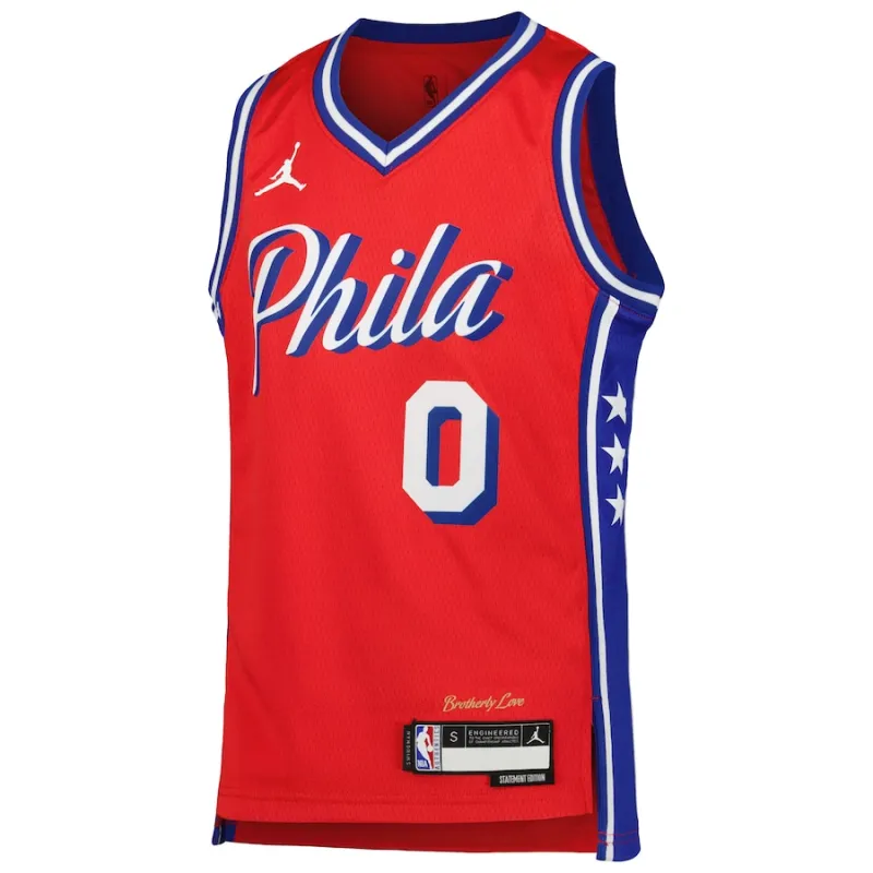 Tyrese Maxey Philadelphia 76ers Jordan Brand Jugend Swingman-Jersey - Statement Edition - Rot