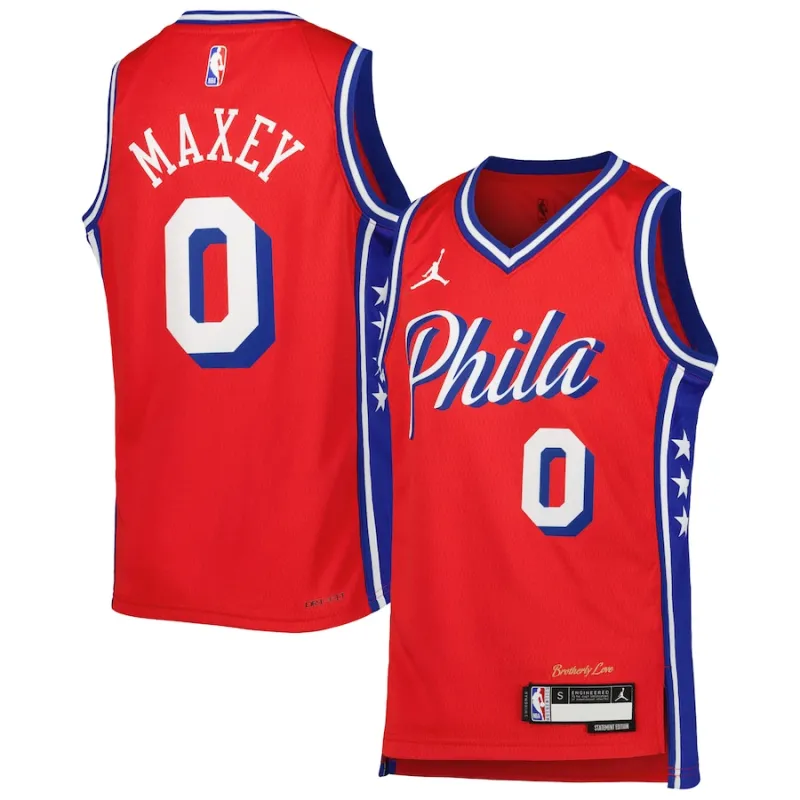 Tyrese Maxey Philadelphia 76ers Jordan Brand Jugend Swingman-Jersey - Statement Edition - Rot