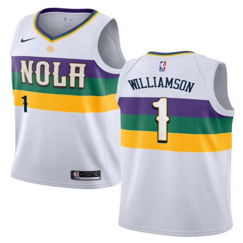 Zion Williamson. New Orleans Pelicans. Edizione della città 2018/19. Bianco