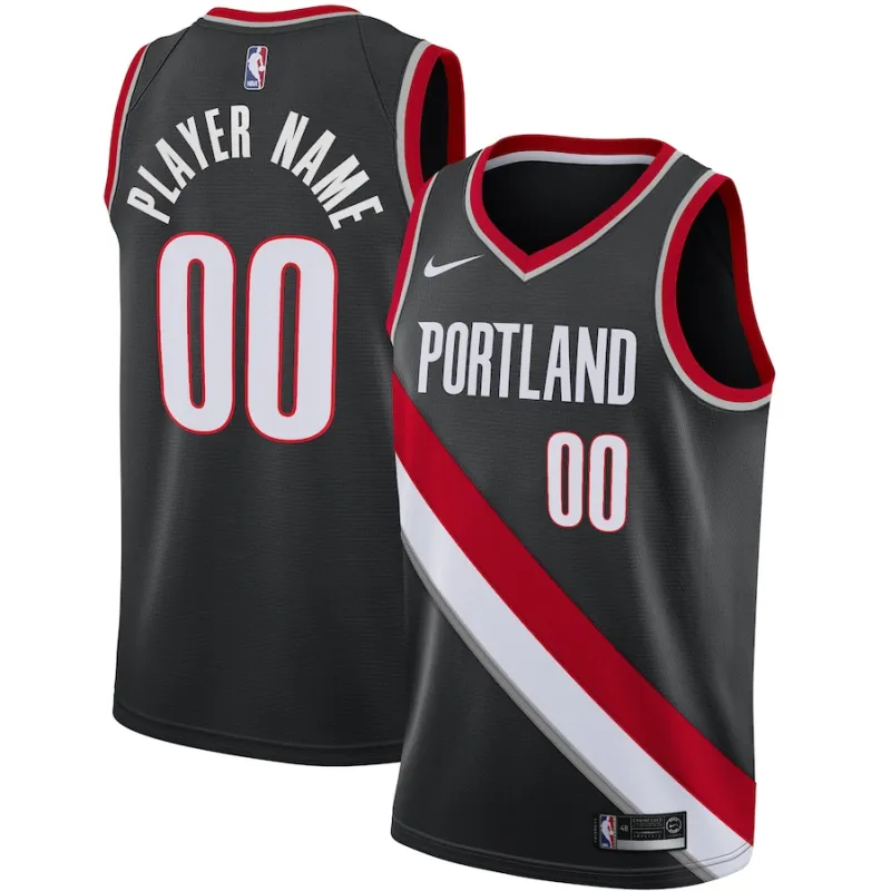 Portland Trail Blazers Angepasstes Jersey, Icon Edition, Schwarz