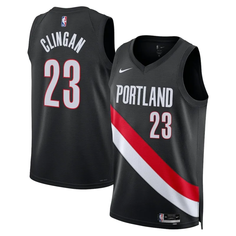 Portland Trail Blazers Donovan Clingan Swingman Trikot - Icon Edition - Schwarz