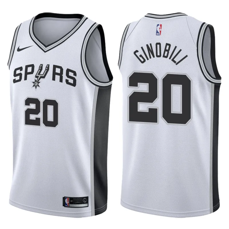 Manu Ginobili. San Antonio Spurs. Edizione associativa. Bianco