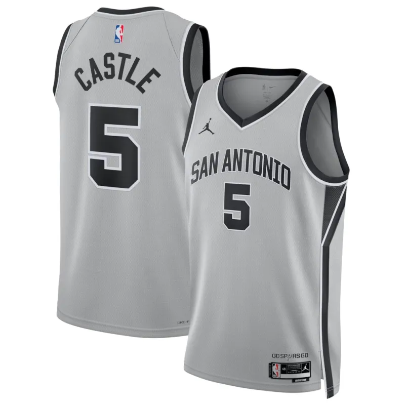 Camiseta Swingman de San Antonio Spurs Stephen Castle - Edición Statement - Gris