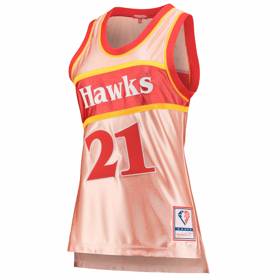 Camiseta Dominique Wilkins Atlanta Hawks Mitchell & Ness 75 Aniversario Mujer