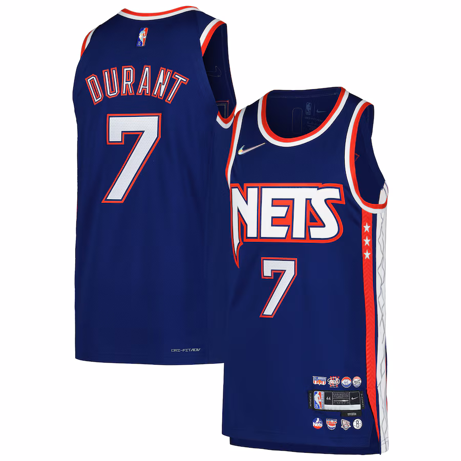 Kevin Durant's Brooklyn Nets Player Jersey - City Edition - Blue