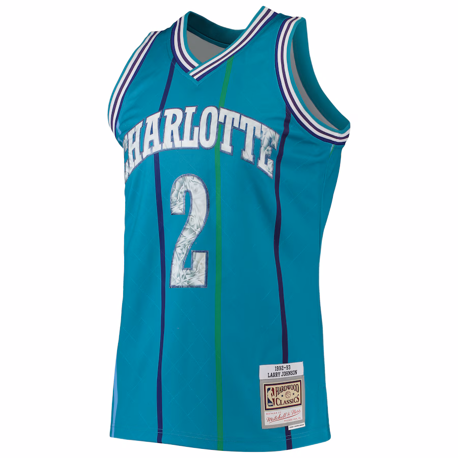 Larry Johnson Charlotte Hornets Mitchell & Ness 1996/97 NBA 75th Anniversary Diamond Jersey