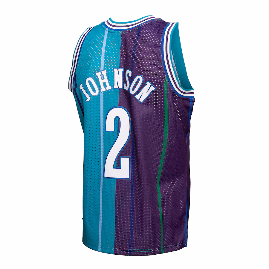 Camiseta Larry Johnson Charlotte Hornets Mitchell & Ness Hardwood Classics