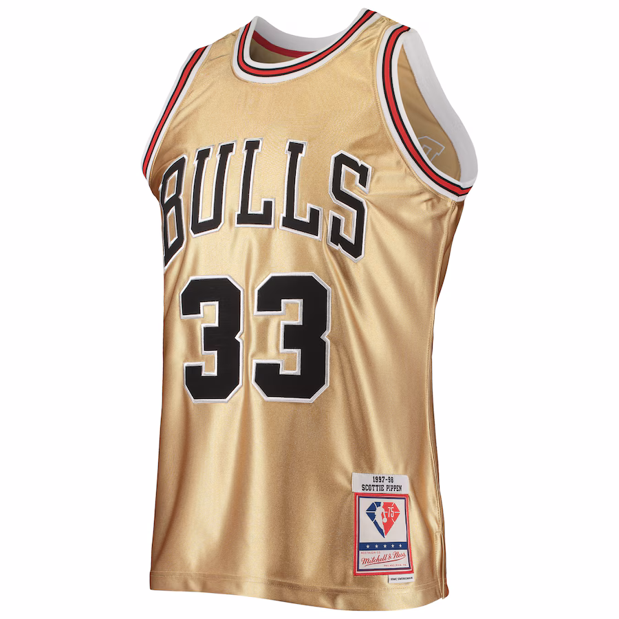 Scottie Pippen Chicago Bulls Mitchell & Ness 75th Anniversary 1997/98 Classic Hardwood Jersey - Gold