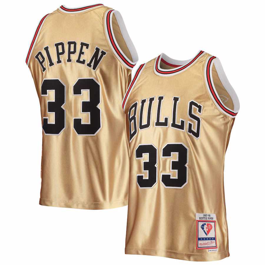 Scottie Pippen Chicago Bulls Mitchell & Ness 75th Anniversary 1997/98 Classic Hardwood Jersey - Gold