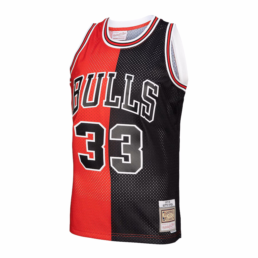 Scottie Pippen Maglia Swingman Split Hardwood Classics 1997/98 dei Chicago Bulls Mitchell & Ness - Rosso/Nero