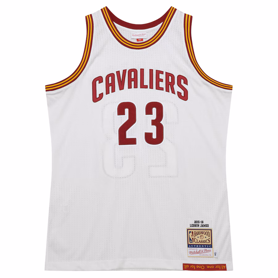 LeBron James Camiseta Auténtica de los Hardwood Classics 2015/16 de los Cleveland Cavaliers de Mitchell & Ness - Blanco