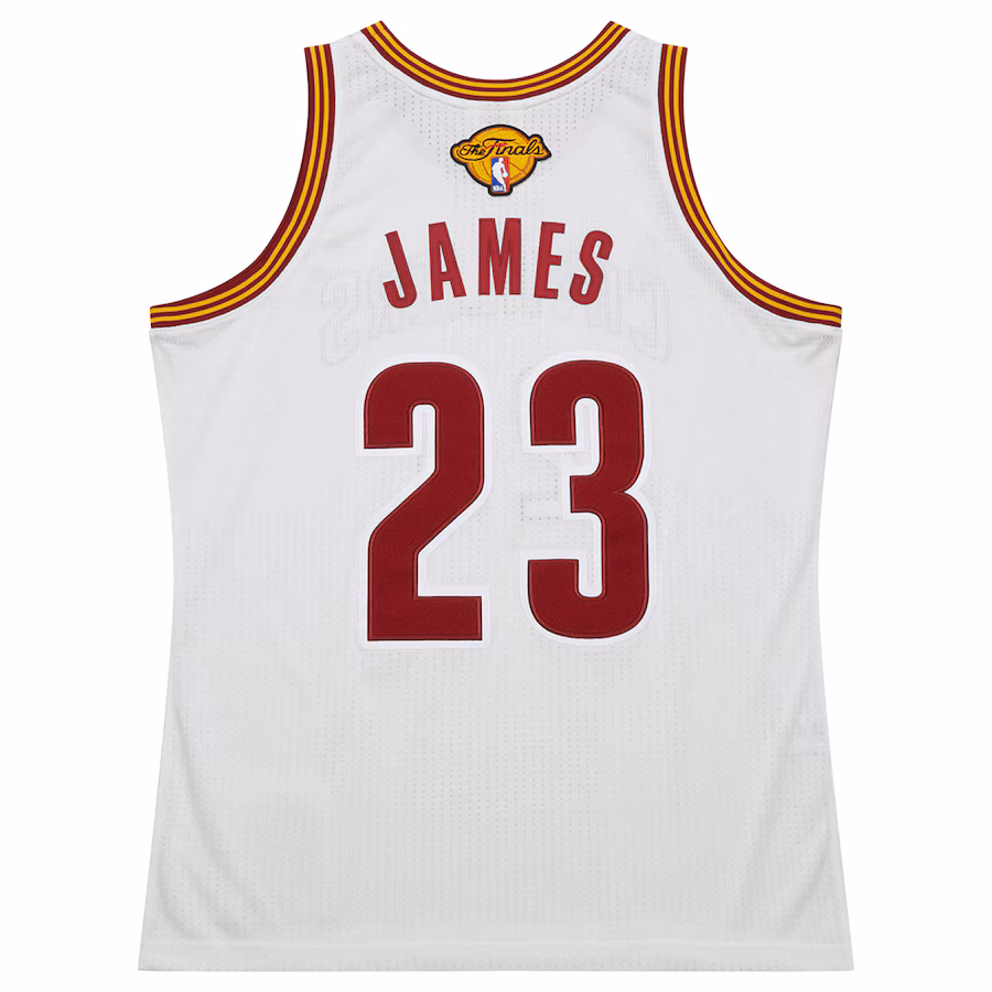LeBron James Camiseta Auténtica de los Hardwood Classics 2015/16 de los Cleveland Cavaliers de Mitchell & Ness - Blanco
