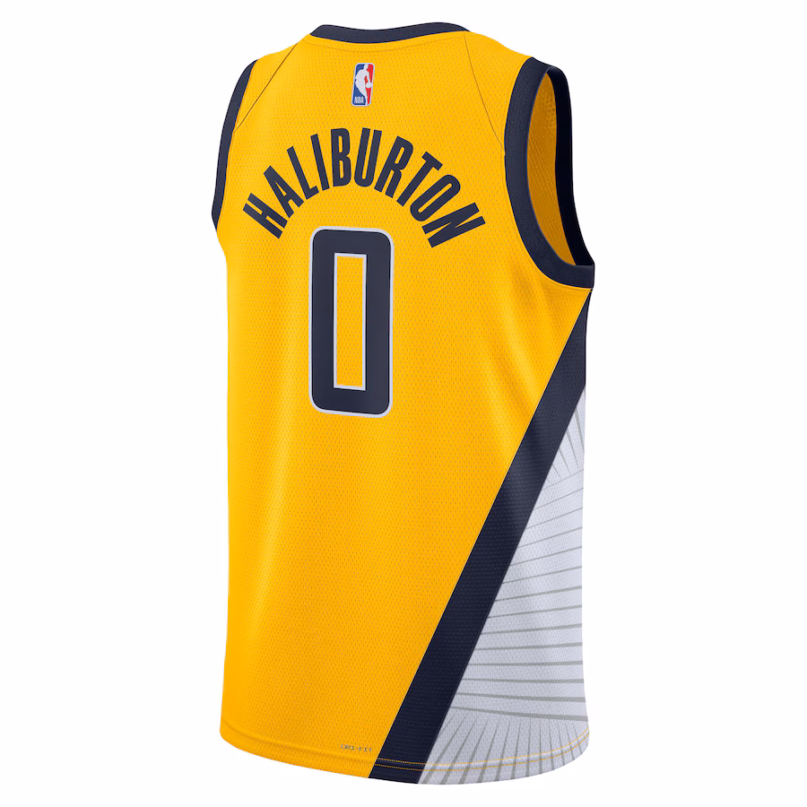 Tyrese Haliburton, Camiseta Swingman unisex de la marca Jordan de los Indiana Pacers - Edición Declaración - Oro