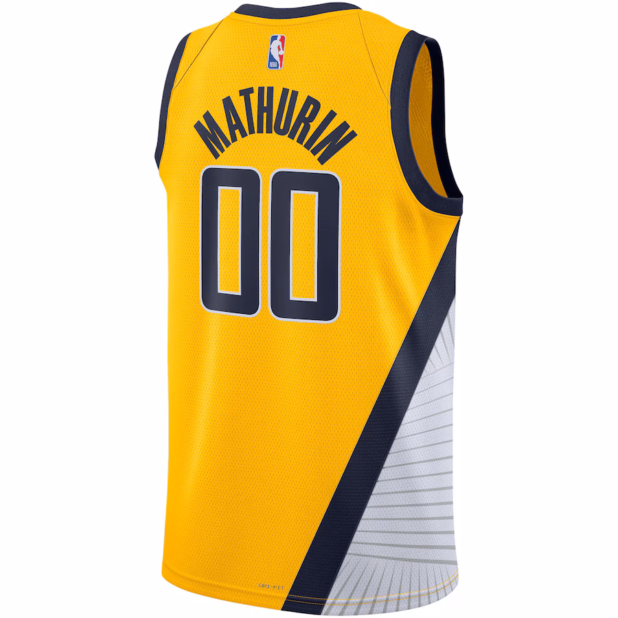 Bennedict Mathurin, Maglia Swingman per uomini e donne della marca Jordan degli Indiana Pacers - Edizione Dichiarazione - Oro