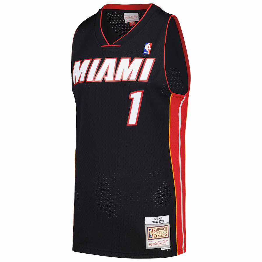 Chris Bosh, Maglia Swingman degli Hardwood Classics 2012/13 dei Miami Heat di Mitchell & Ness - Nero